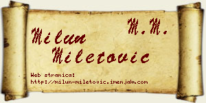 Milun Miletović vizit kartica